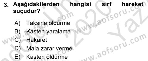 Ceza Hukuku Bilgisi Dersi 2020 - 2021 Yılı Yaz Okulu Sınav Soruları 3. Soru