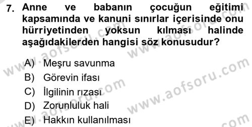 Ceza Hukuku Bilgisi Dersi 2020 - 2021 Yılı Yaz Okulu Sınav Soruları 7. Soru