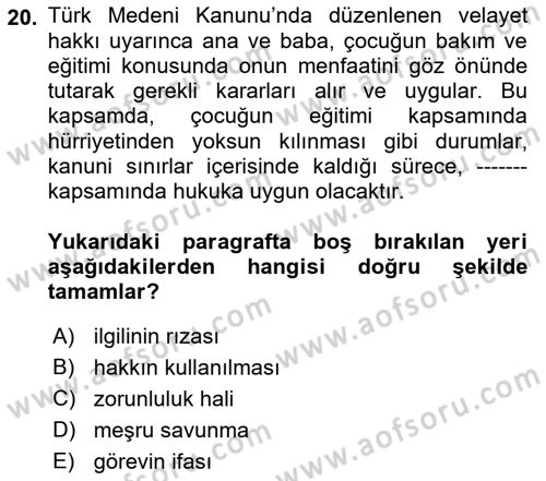 Ceza Hukuku Bilgisi Dersi Ara Sınavı Deneme Sınav Soruları 20. Soru
