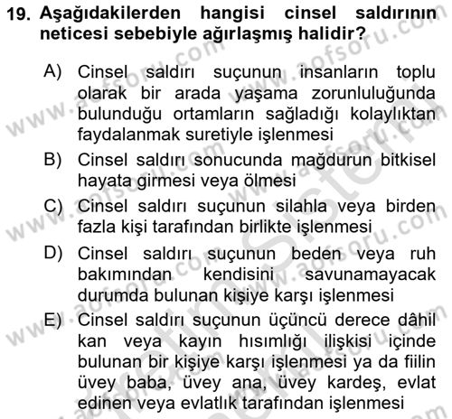 Ceza Hukuku Bilgisi Dersi 2021 - 2022 Yılı (Final) Dönem Sonu Sınav Soruları 19. Soru