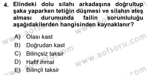 Ceza Hukuku Bilgisi Dersi 2021 - 2022 Yılı (Final) Dönem Sonu Sınav Soruları 4. Soru