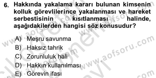 Ceza Hukuku Bilgisi Dersi 2021 - 2022 Yılı (Final) Dönem Sonu Sınav Soruları 6. Soru