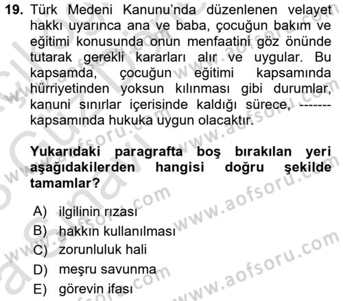 Ceza Hukuku Bilgisi Dersi Ara Sınavı Deneme Sınav Soruları 19. Soru
