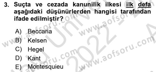 Ceza Hukuku Bilgisi Dersi Ara Sınavı Deneme Sınav Soruları 3. Soru