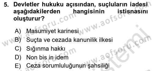 Ceza Hukuku Bilgisi Dersi 2022 - 2023 Yılı (Vize) Ara Sınavı 5. Soru