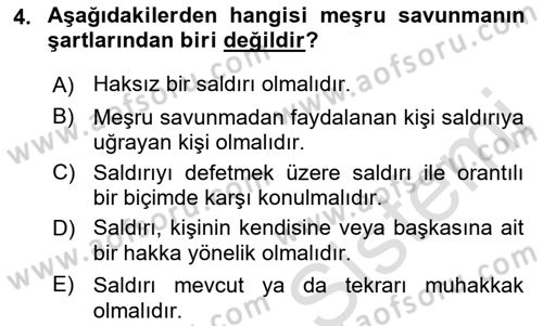 Ceza Hukuku Bilgisi Dersi 2022 - 2023 Yılı (Final) Dönem Sonu Sınav Soruları 4. Soru
