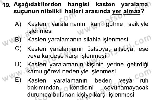 Ceza Hukuku Bilgisi Dersi 2022 - 2023 Yılı Yaz Okulu Sınav Soruları 19. Soru