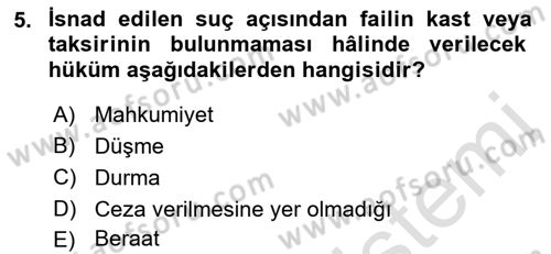Ceza Hukuku Bilgisi Dersi 2022 - 2023 Yılı Yaz Okulu Sınav Soruları 5. Soru