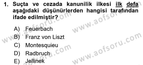 Ceza Hukuku Bilgisi Dersi Ara Sınavı Deneme Sınav Soruları 1. Soru