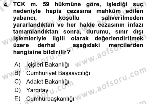 Ceza Hukuku Bilgisi Dersi Ara Sınavı Deneme Sınav Soruları 4. Soru