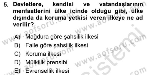 Ceza Hukuku Bilgisi Dersi Ara Sınavı Deneme Sınav Soruları 5. Soru