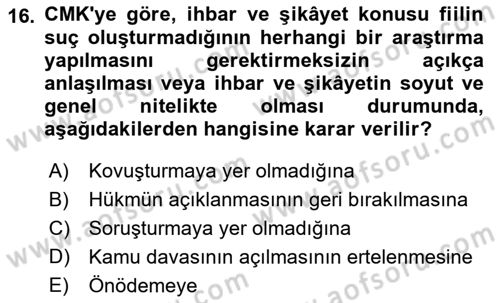 Ceza Hukuku Bilgisi Dersi 2023 - 2024 Yılı (Final) Dönem Sonu Sınav Soruları 16. Soru