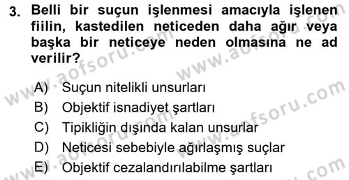 Ceza Hukuku Bilgisi Dersi 2023 - 2024 Yılı (Final) Dönem Sonu Sınav Soruları 3. Soru