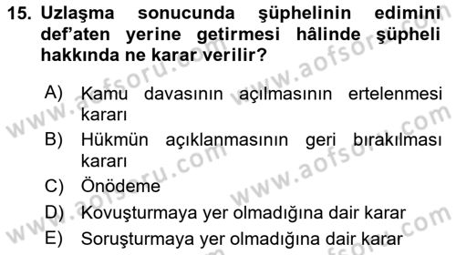 Ceza Hukuku Bilgisi Dersi 2023 - 2024 Yılı Yaz Okulu Sınav Soruları 15. Soru