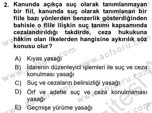 Ceza Hukuku Bilgisi Dersi 2023 - 2024 Yılı Yaz Okulu Sınav Soruları 2. Soru
