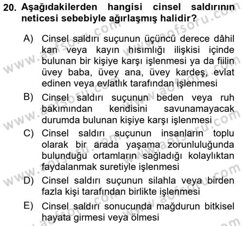 Ceza Hukuku Bilgisi Dersi 2023 - 2024 Yılı Yaz Okulu Sınav Soruları 20. Soru