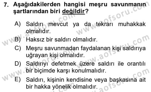 Ceza Hukuku Bilgisi Dersi 2023 - 2024 Yılı Yaz Okulu Sınav Soruları 7. Soru