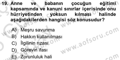 Ceza Hukuku Bilgisi Dersi 2024 - 2025 Yılı (Vize) Ara Sınav Soruları 19. Soru