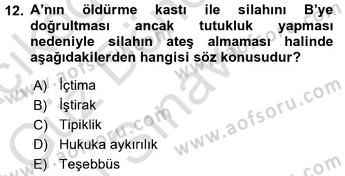 Ceza Hukuku Bilgisi Dersi 2024 - 2025 Yılı (Final) Dönem Sonu Sınav Soruları 12. Soru