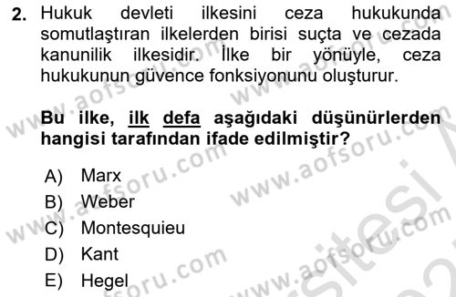 Ceza Hukuku Bilgisi Dersi 2024 - 2025 Yılı (Final) Dönem Sonu Sınav Soruları 2. Soru