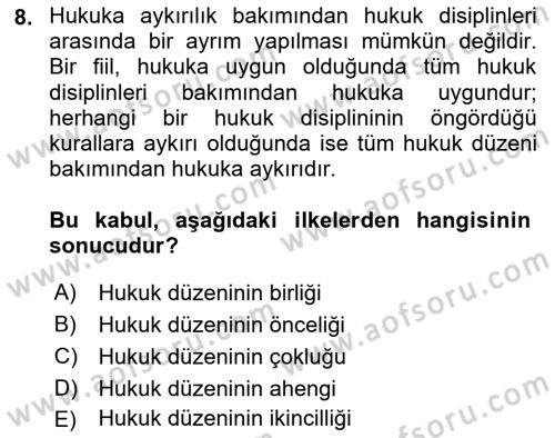 Ceza Hukuku Bilgisi Dersi 2024 - 2025 Yılı (Final) Dönem Sonu Sınav Soruları 8. Soru