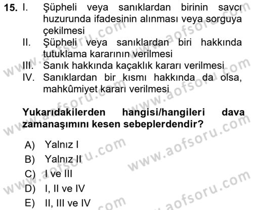 Ceza Hukuku Bilgisi Dersi 2024 - 2025 Yılı Yaz Okulu Sınav Soruları 15. Soru