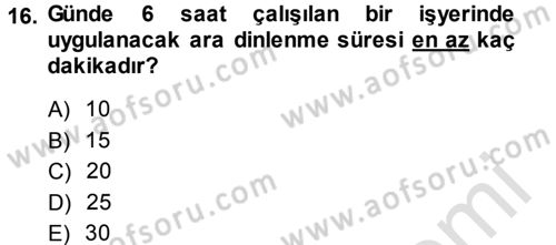 Bireysel İş Hukuku Dersi 2013 - 2014 Yılı Tek Ders Sınav Soruları 16. Soru