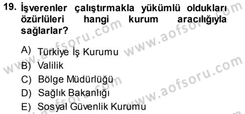 Bireysel İş Hukuku Dersi 2013 - 2014 Yılı Tek Ders Sınav Soruları 19. Soru