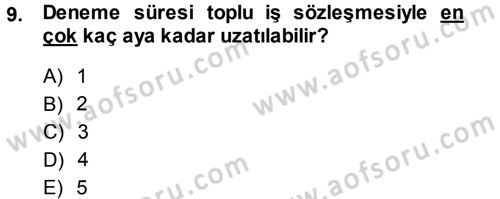Bireysel İş Hukuku Dersi 2013 - 2014 Yılı Tek Ders Sınav Soruları 9. Soru