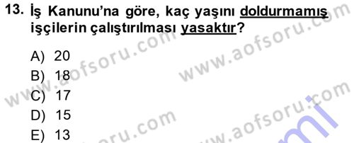 Bireysel İş Hukuku Dersi 2014 - 2015 Yılı (Vize) Ara Sınav Soruları 13. Soru