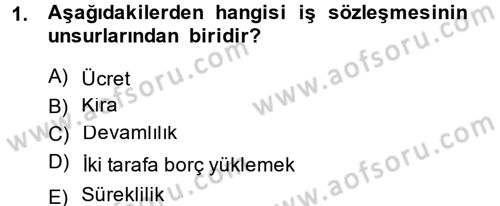 Bireysel İş Hukuku Dersi 2014 - 2015 Yılı (Final) Dönem Sonu Sınav Soruları 1. Soru