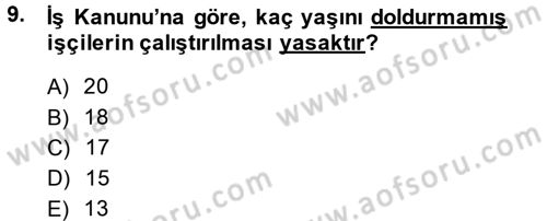 Bireysel İş Hukuku Dersi 2014 - 2015 Yılı Tek Ders Sınav Soruları 9. Soru