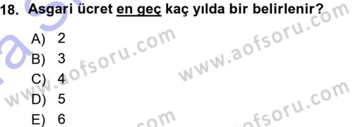 Bireysel İş Hukuku Dersi 2015 - 2016 Yılı (Vize) Ara Sınav Soruları 18. Soru