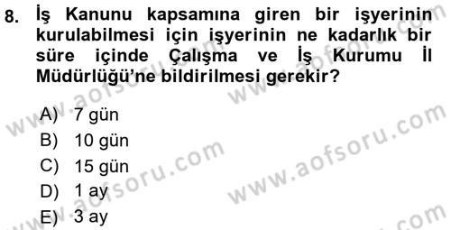 Bireysel İş Hukuku Dersi 2015 - 2016 Yılı (Vize) Ara Sınav Soruları 8. Soru