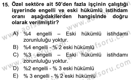 Bireysel İş Hukuku Dersi 2015 - 2016 Yılı (Final) Dönem Sonu Sınav Soruları 15. Soru