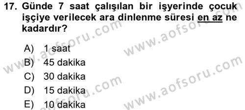 Bireysel İş Hukuku Dersi 2015 - 2016 Yılı (Final) Dönem Sonu Sınav Soruları 17. Soru