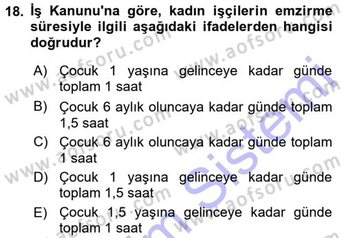 Bireysel İş Hukuku Dersi 2015 - 2016 Yılı (Final) Dönem Sonu Sınav Soruları 18. Soru