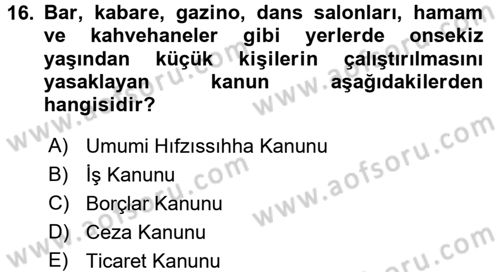Bireysel İş Hukuku Dersi 2015 - 2016 Yılı Tek Ders Sınav Soruları 16. Soru