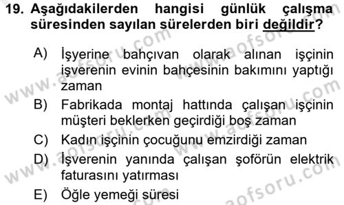 Bireysel İş Hukuku Dersi 2015 - 2016 Yılı Tek Ders Sınav Soruları 19. Soru