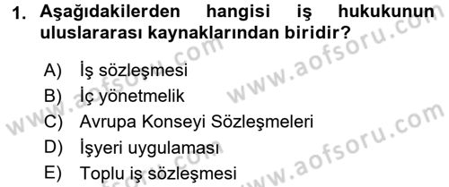 Bireysel İş Hukuku Dersi 2016 - 2017 Yılı 3 Ders Sınav Soruları 1. Soru