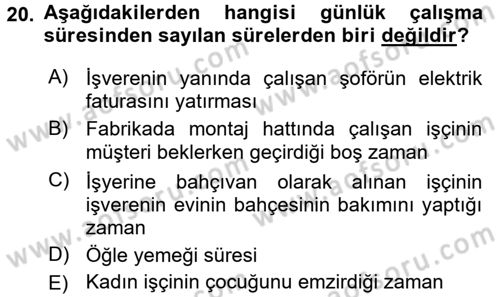Bireysel İş Hukuku Dersi 2016 - 2017 Yılı 3 Ders Sınav Soruları 20. Soru