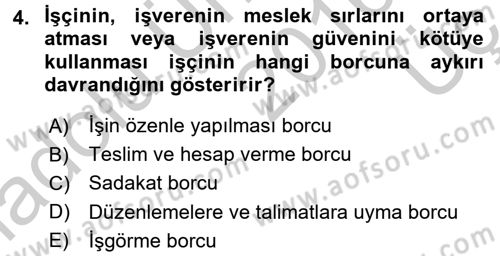Bireysel İş Hukuku Dersi 2016 - 2017 Yılı 3 Ders Sınav Soruları 4. Soru