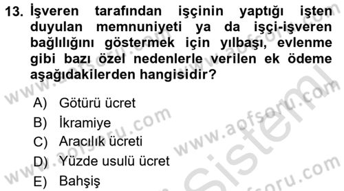 Bireysel İş Hukuku Dersi 2016 - 2017 Yılı (Vize) Ara Sınav Soruları 13. Soru