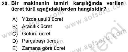 Bireysel İş Hukuku Dersi 2016 - 2017 Yılı (Vize) Ara Sınav Soruları 20. Soru