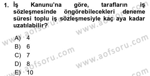 Bireysel İş Hukuku Dersi 2016 - 2017 Yılı (Final) Dönem Sonu Sınav Soruları 1. Soru