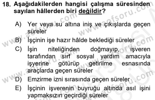 Bireysel İş Hukuku Dersi 2017 - 2018 Yılı 3 Ders Sınav Soruları 18. Soru