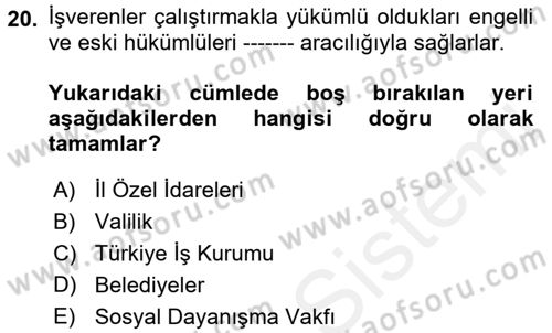 Bireysel İş Hukuku Dersi 2017 - 2018 Yılı 3 Ders Sınav Soruları 20. Soru