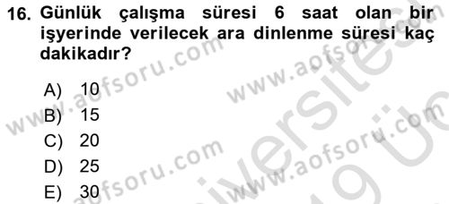 Bireysel İş Hukuku Dersi 2018 - 2019 Yılı 3 Ders Sınav Soruları 16. Soru