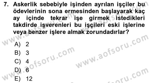 Bireysel İş Hukuku Dersi 2018 - 2019 Yılı 3 Ders Sınav Soruları 7. Soru