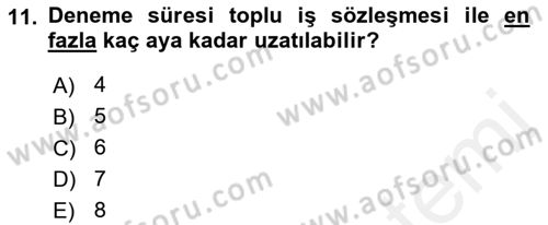 Bireysel İş Hukuku Dersi 2018 - 2019 Yılı (Vize) Ara Sınav Soruları 11. Soru